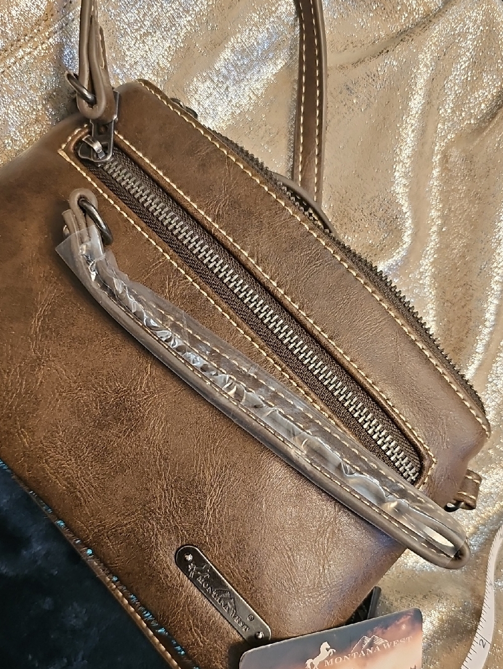 Montana West Turquoise and Brown Crossbody Bag - Picture 9 of 9
